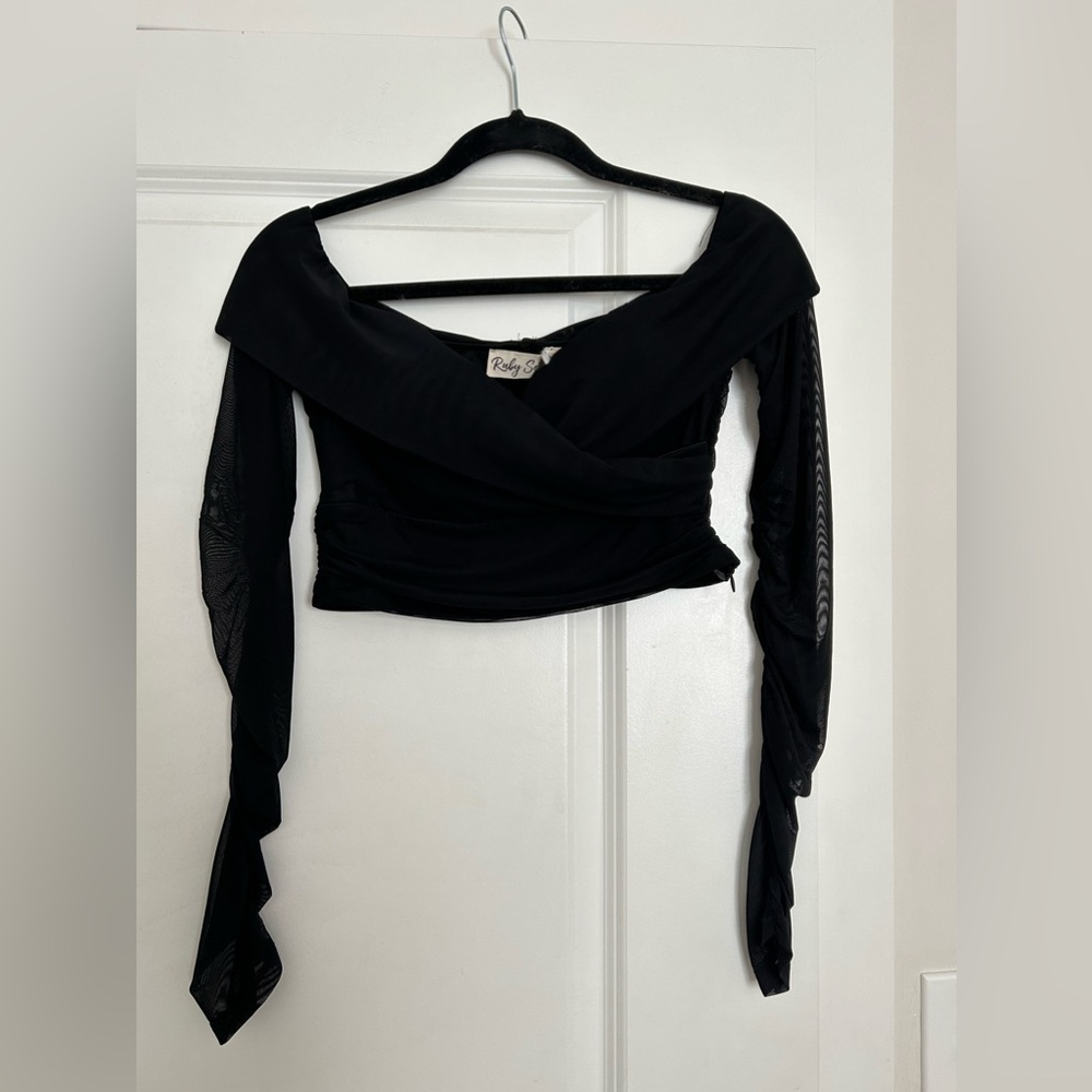 Black Mesh Crop Top